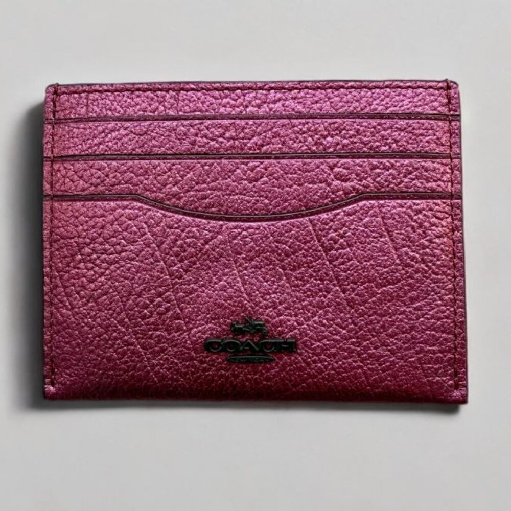 Coach Purple Metallic Leather Card Holder Vietnam